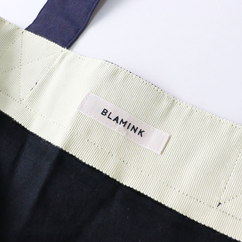 【BLAMINK】ロゴ刺繍入 チェックトートバッグ ☆ネイビー×ブラウン ブラミンク BLAMINK ロゴ刺繍入 チェック トートバッグ