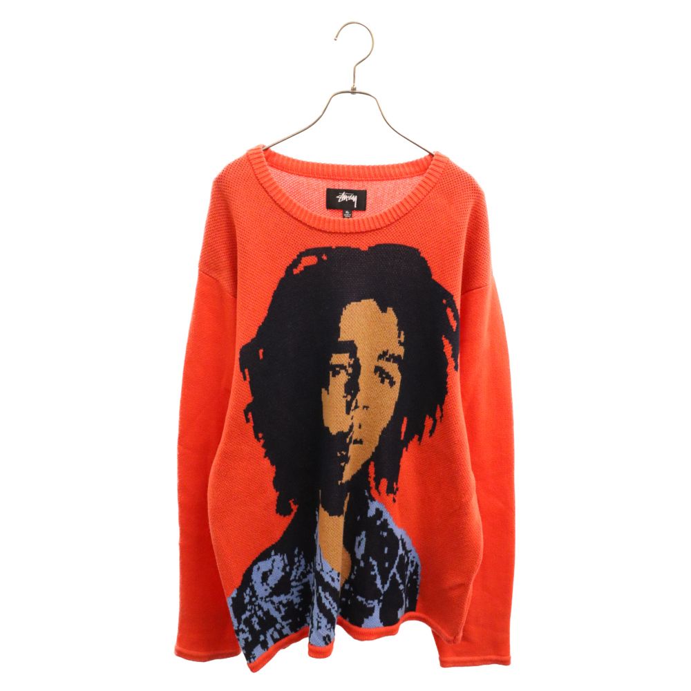 STUSSY (ステューシー) Bob Marley Sweater ボブマーリークルーネックセーター レッド - メルカリ