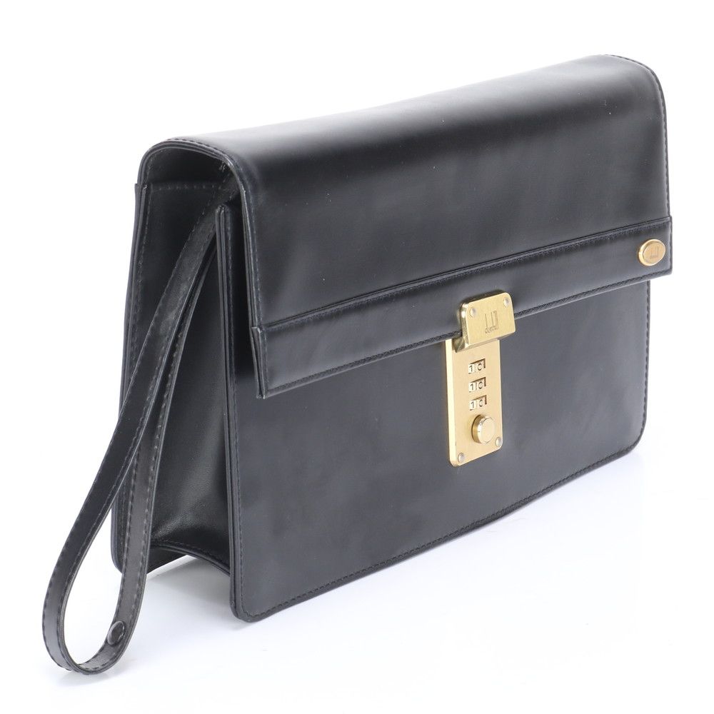 ダンヒル セカンドバッグ レザー ブラック Dunhill ダンヒル ロゴ セカンドバッグ レザー メンズ [中古