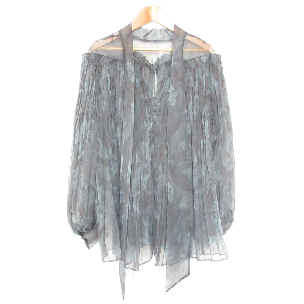 美品 23AW UNITED ARROWS ユナイテッドアローズ 長袖 オーガンジー シアープリーツブラウス 38 ブルー グレー レディース 古着 中古 UNITED ARROWS - 美品 23AW UNITED ARROWS ユナイテッドアローズ