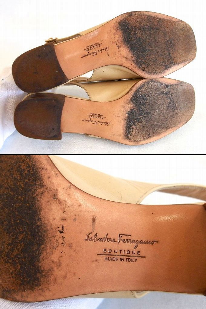Salvatore Ferragamo ベージュオープントゥパンプス 楽天市場】【中古】Salvatore Ferragamoオープントゥパンプス ベージュ