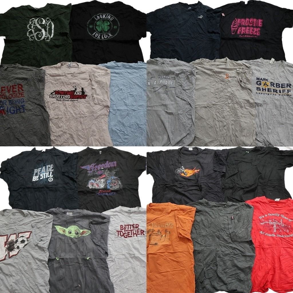 古着卸 まとめ売り カラーmix プリント 半袖Tシャツ 20枚セット (メンズ 2XL ) スターウォーズ 映画 レーシング 中古 古着 MY9490