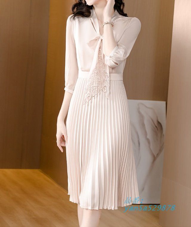 フォーマルワンピース 入学式 ワンピース 入園式 ワンピース ママ ワンピース セレモニー パーティー 七分袖 プリーツワンピース 謝恩会 ワンピース 卒業 yan5a529878