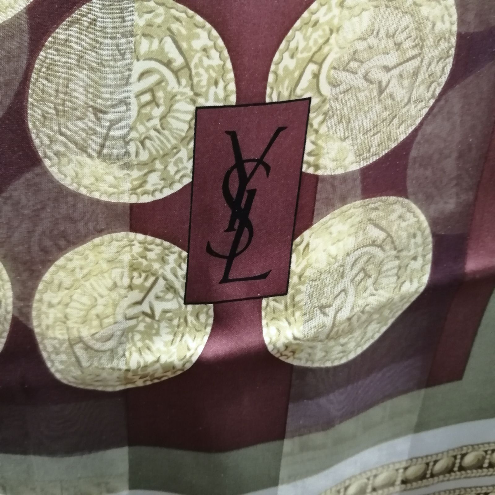 Yves Saint Laurent スカーフ シルク ベージュ Yves Saint Laurent YSL イヴサンローラン レディース スカーフ