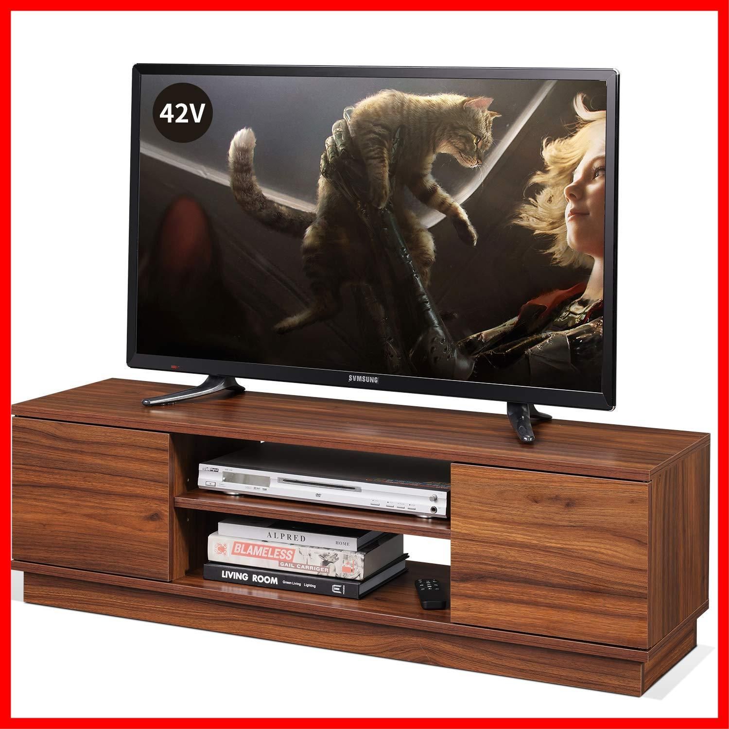 特売 テレビ台 ローボード テレビボード 収納 ロータイプ 幅110 高さ33cm tv台 tvボード 43インチ対応 24-47型対応 扉付き 大容量収納スペース ブラウン