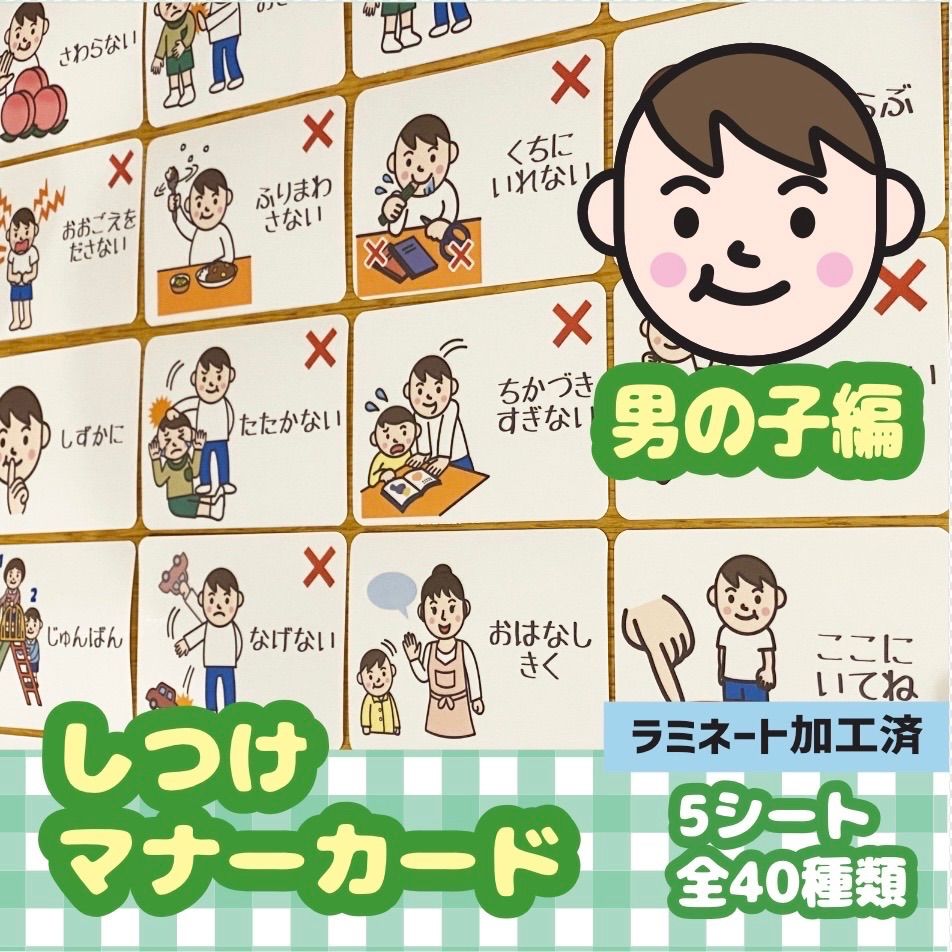 nnnしつけ絵カード 男の子用　視覚支援 発達障害 自閉症 療育グッズ しつけ絵カード 男の子用 視覚支援 発達障害 自閉症 療育グッズ