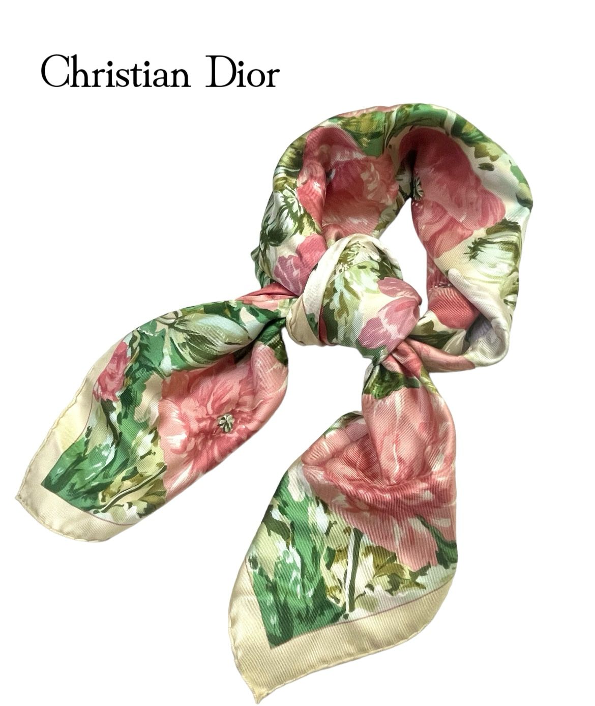 クリスチャンディオール♡シルク100%スカーフ Christian Dior】クリスチャンディオール シルクスカーフ 中古の