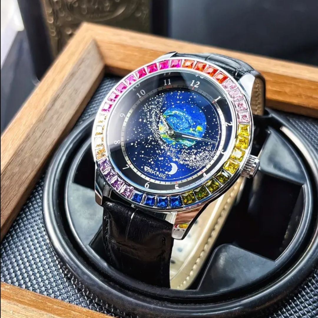 Swiss.Aoclassics】星月夜の腕時計/高品質レザーベルト自動巻き