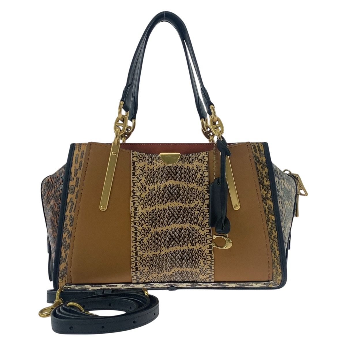 美品 COACH コーチ ブラウン マルチカラー ゴールド金具 レザー 