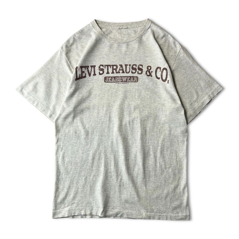 90s Levis 企業物 ロゴ プリント 半袖 Tシャツ / 90年代 リーバイス オールド 霜降り オートミール
