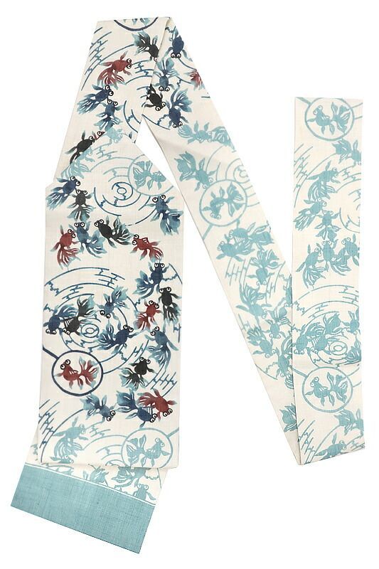 栗山吉三郎 名古屋帯 栗山紅型 夏物 和染紅型 紅型染 藍型 麻 白