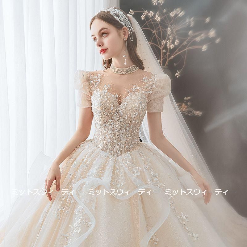 高品質 ウェディングドレス 結婚式 気質 花嫁 豪華 ドレス 二次会 B157