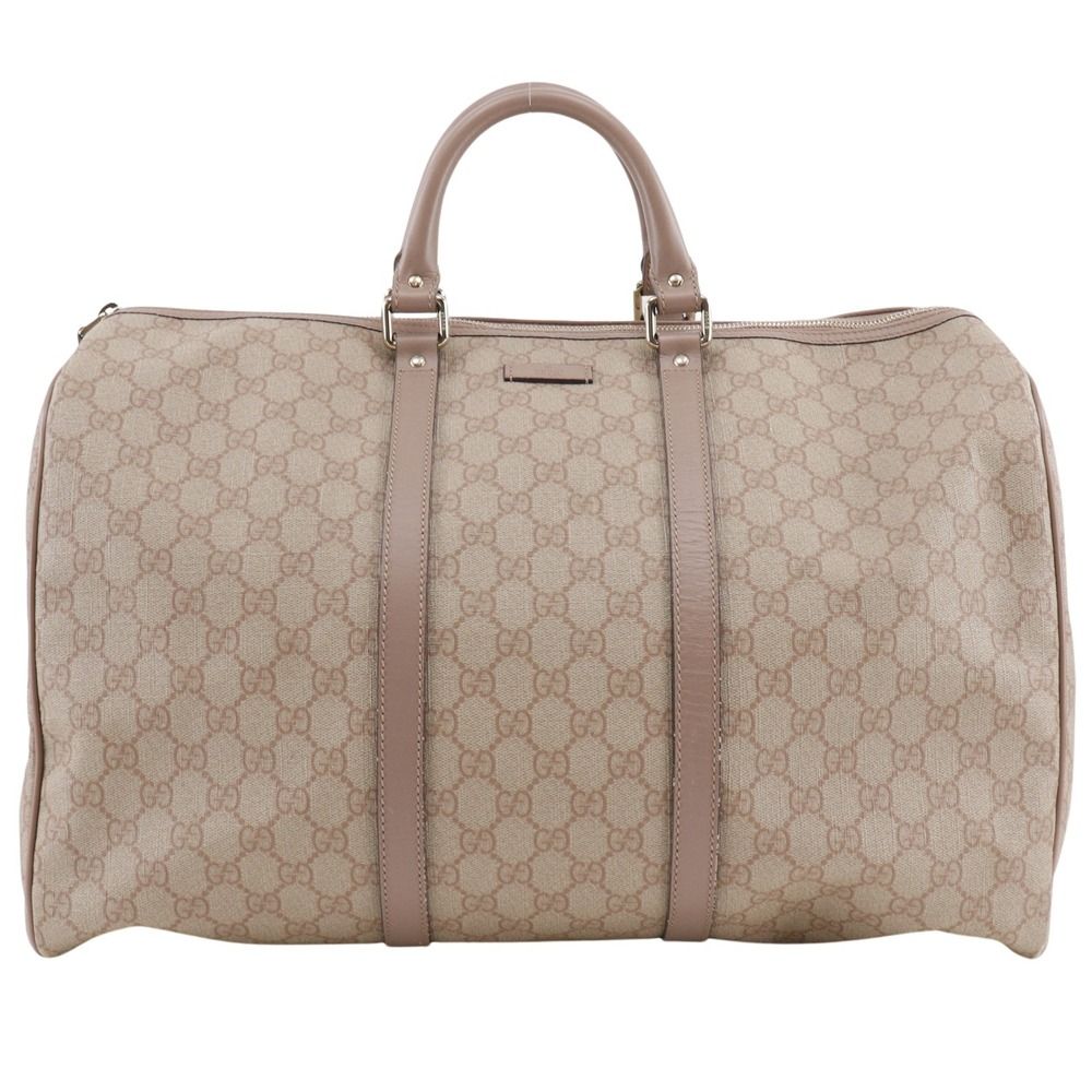 【美品】GUCCI グッチ　ボストン　GGキャンバス　レザー　ビジネスバッグ GUCCI】グッチ 216484 GGスプリームキャンバス ピンクベージュ
