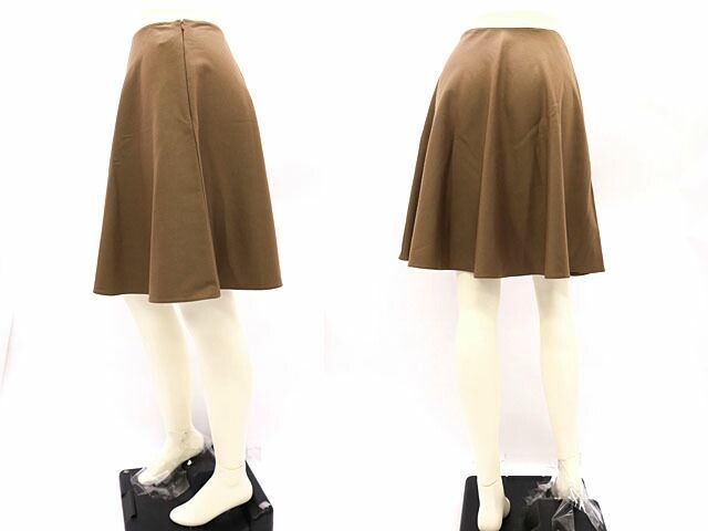 【美品】PRADA プラダ　フレアスカート　ステッチデザイン　ウール　38 PRADA/プラダ/スカート/フレア/モカブラウン/ウール/GONNA
