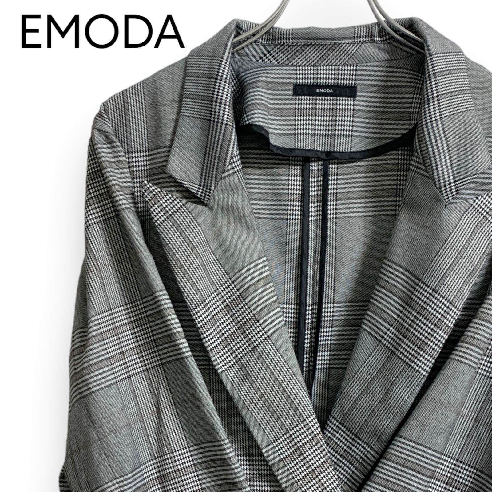 EMODA エモダ テーラードジャケット グレー チェック柄 レディース 