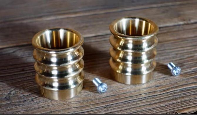 ハーレー用 マフラーエンド チップ キャップ 真鍮製 ブラス製 ターンアウト ショベル チョッパー パンヘッド ナックル 内径45mm BRIGHTFACE_UK