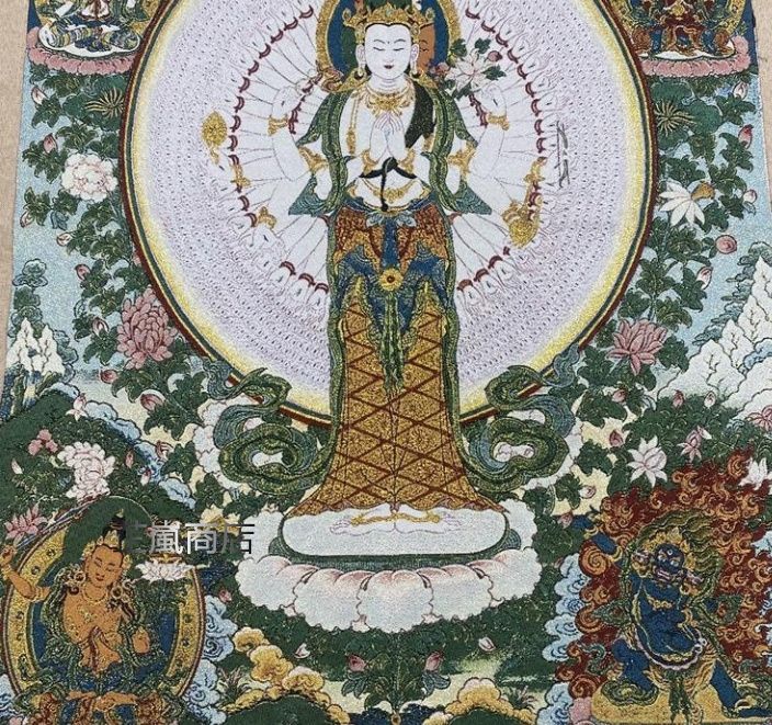 中国 チベット 密宗 密教 卍 ドンカ 金糸刺繍 錦絵 織物 仏像