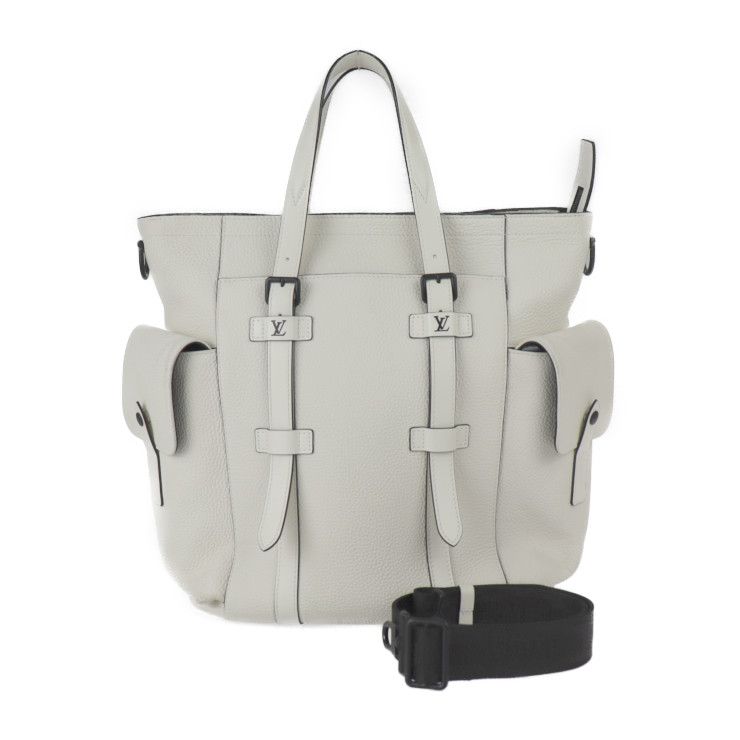 LOUIS VUITTON ルイ ヴィトン  クリストファー トート トートバッグ M58477 トリヨンレザー   ブロン ホワイト系 マットブラック金具  2WAY ショルダーバッグ ビトン 【本物保証】 LOUIS VUITTON ルイ ヴィトン クリストファー トート トートバッグ