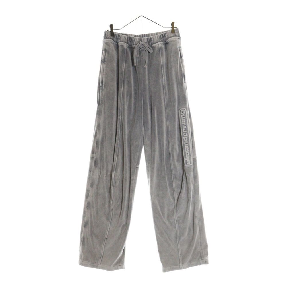 人気【アレキサンダーワン】ロゴ ベロアトラックパンツ グレー ALEXANDER WANG (アレキサンダーワン) Embossed Logo Sweatpants