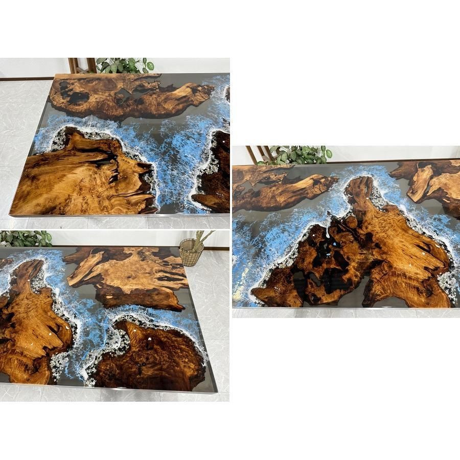 レジンテーブル ダイニングテーブル 幅200cm クラッシュレジン 座卓可 海 マリン 一点のみ 珍しい おしゃれ 開梱設置送料無料 60405C レジンテーブル ダイニングテーブル 幅200cm クラッシュレジン 座卓可