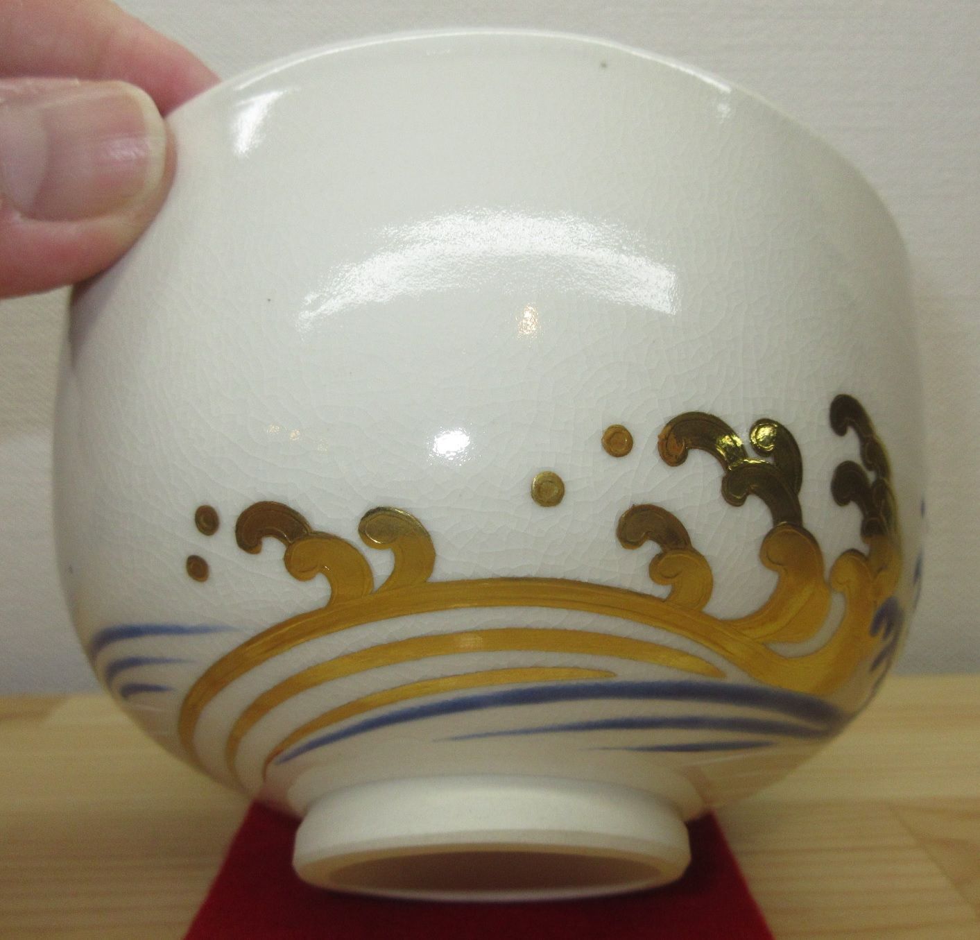 送料込【逢絢亭】茶道具 茶碗 京焼 仁清 浪越の富士 真葛（宮川）香斎 共箱入り 逢絢亭】茶道具 茶碗 京焼 仁清 浪越の富士 真葛（宮川）香斎 共