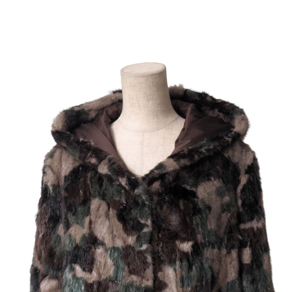 yカモ柄　ファーフーディー　camouflage fur Sサイズ Y2K カモ柄 ファーフーディー camouflage fur Parker