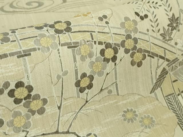 平和屋本店▽極上　染織の名門　しょうざん  生紬　訪問着　単衣　渡橋風景花文　暈し染め　逸品　未使用　DZAA3148kh5 平和屋本店▽極上 染織の名門 しょうざん 生紬 訪問着 単衣 渡橋風景花