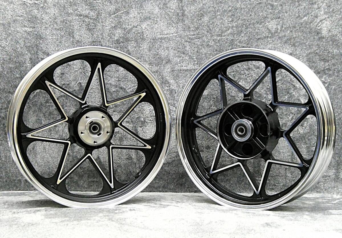 ゼファーχ キャストホイール 黒|ブラック アルミ 前後18インチ ナインキャスト ゼファー400カイ ZR400G 送料無料