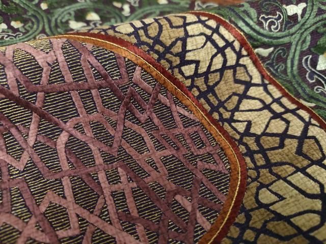 平和屋着物○本場染大島紬 訪問着 総刺繍 花丸文 金糸 正絹 逸品