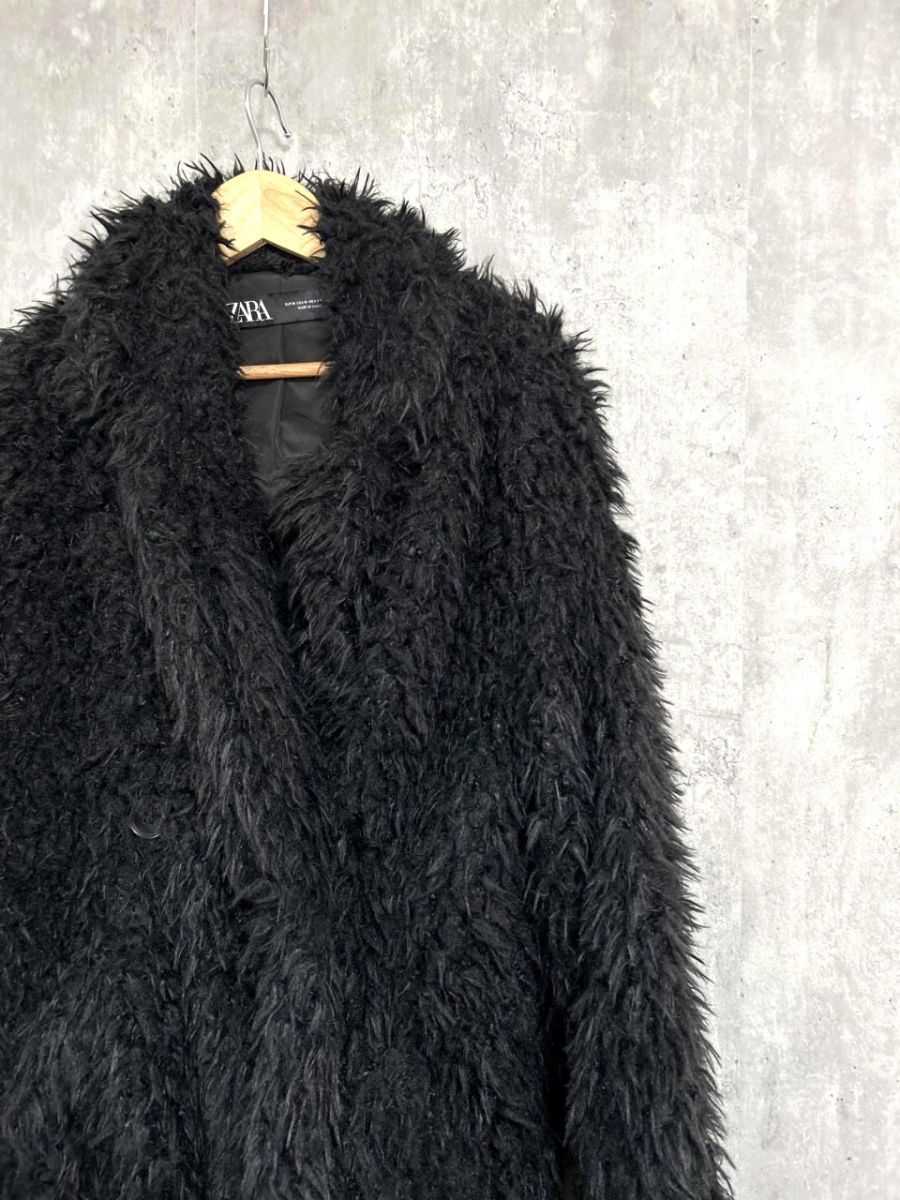 ZARA ブラック ファーコート XS ZARA - ZARA ファーコート ブラックの通販 by ychan's shop