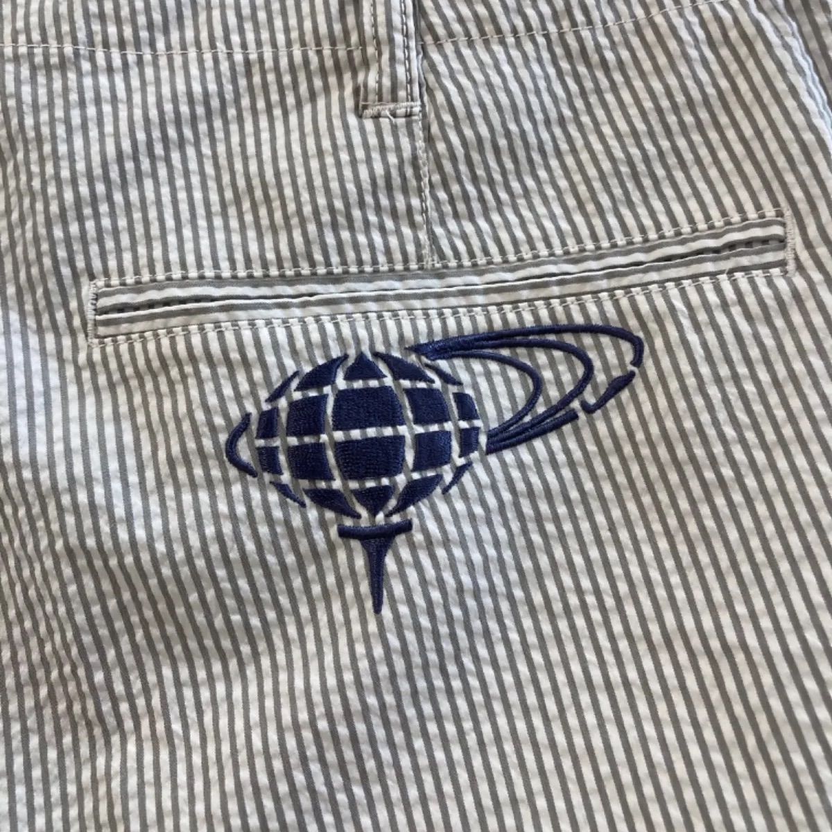 BEAMS GOLF シアサッカー ストライプパンツ ゴルフウェア ロゴ