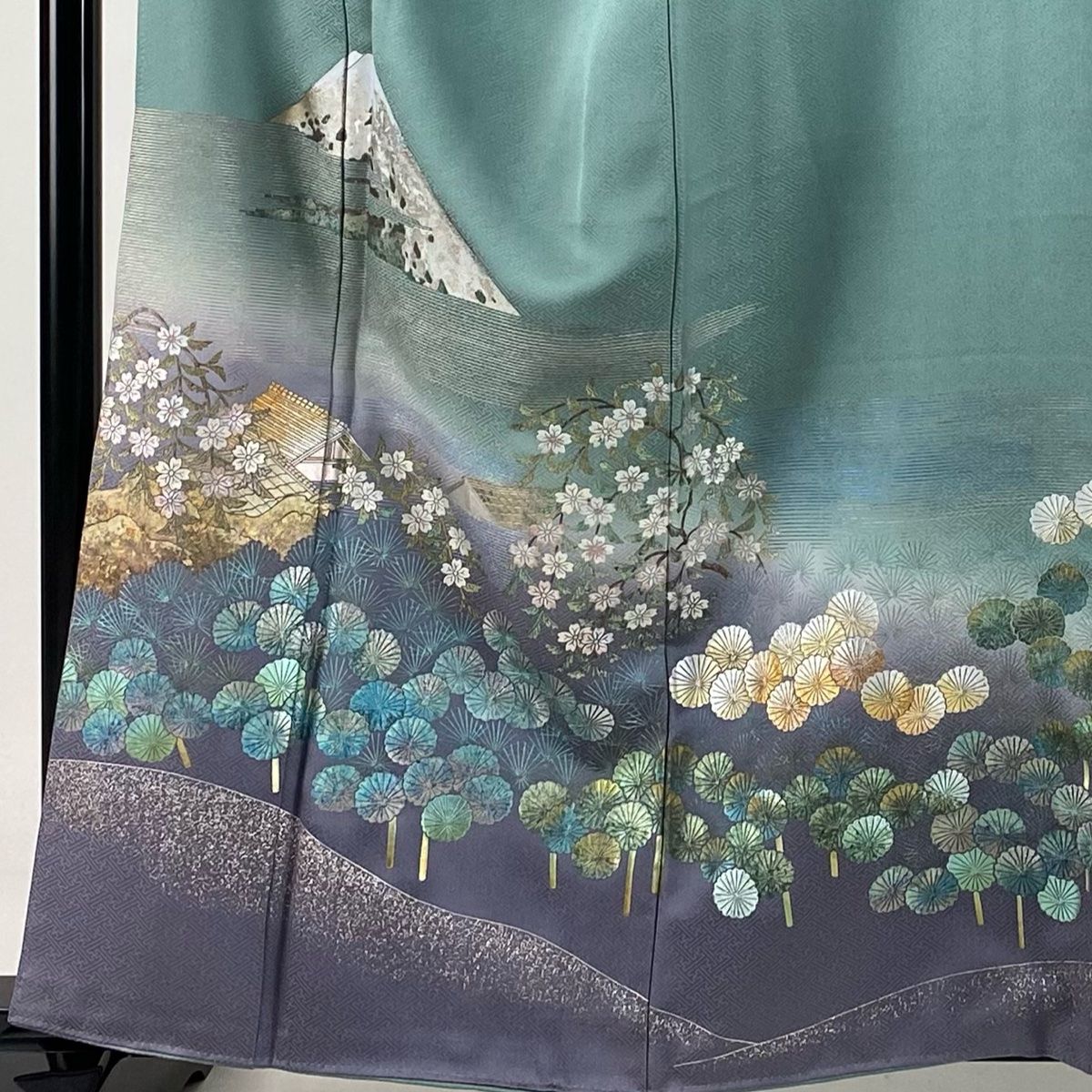 色留袖 身丈159.5cm 裄丈64.5cm M 袷 富獄三十六景 落款 富士山