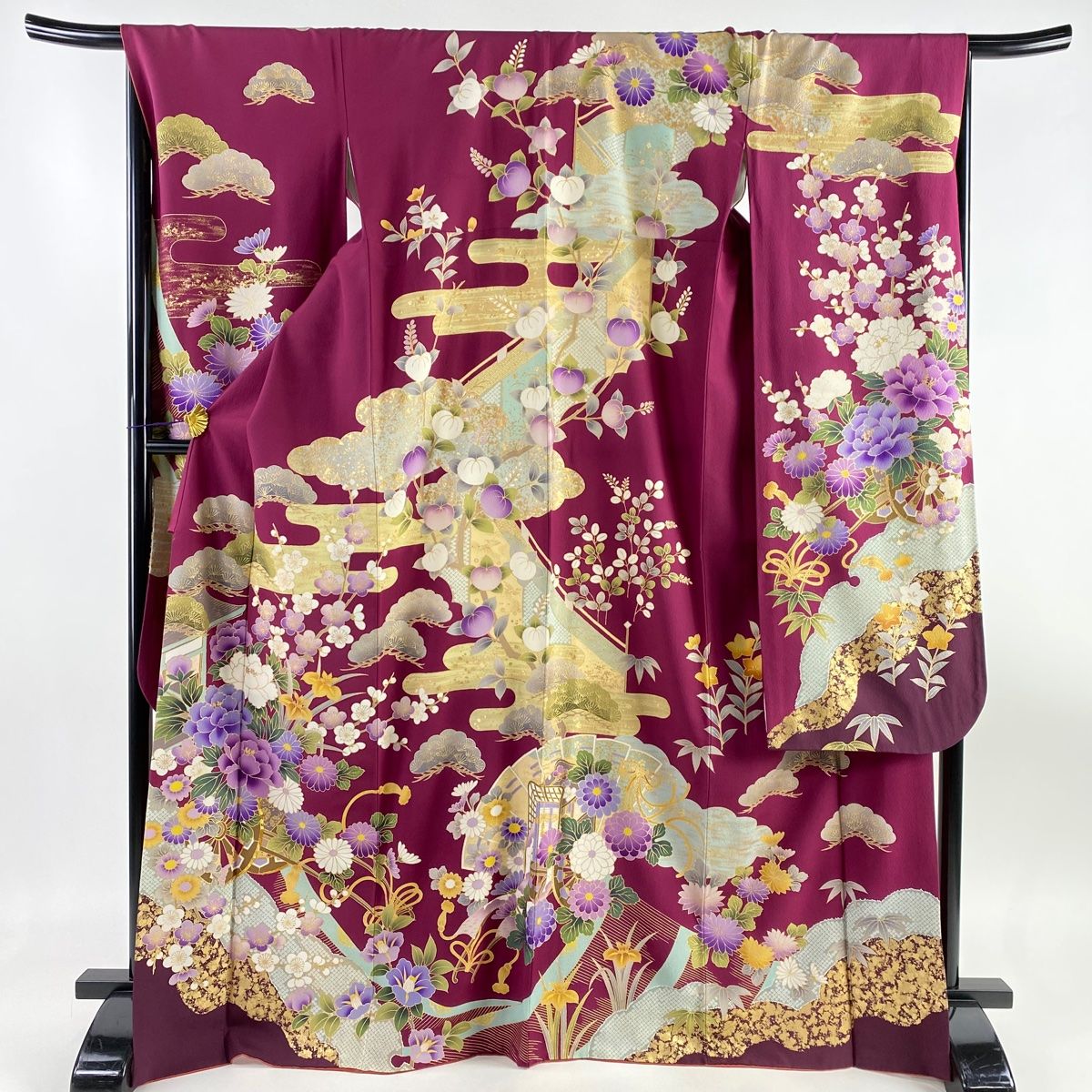 在庫限りッ！アウトレット 30％OFF 花 振袖 身丈174.5cm 裄丈68.5cm 袷 