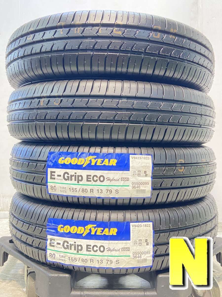155/80R13  nグッドイヤー エフィシェント グリップ ECO ハイブリット EG01 n中古タイヤ サマータイヤ 4本セットn s13240903120