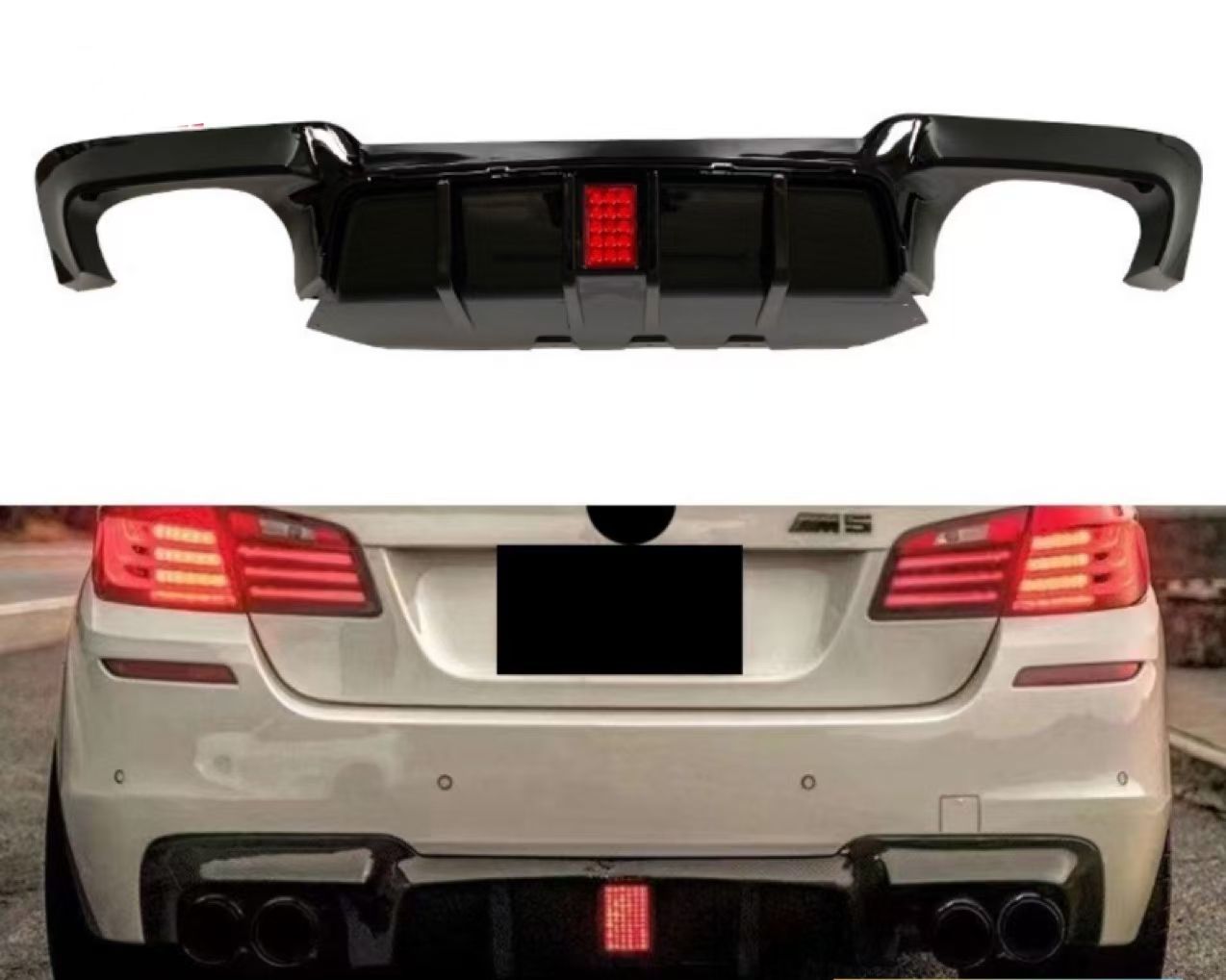 リアバンパー ディフューザー LED BMW 5シリーズ F10 F11 M5 Mスポーツ 2011-2016 リア スポイラー カナード
