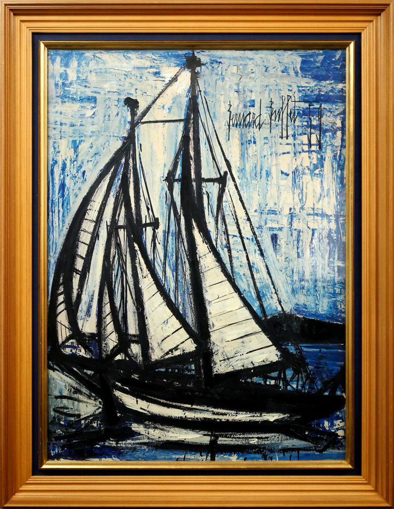 Bernard Buffet、ベルナール・ビュッフェ、船舶シリーズ35 ベルナール・ビュッフェ 「商船」 Bernard Buffet - 創業36年