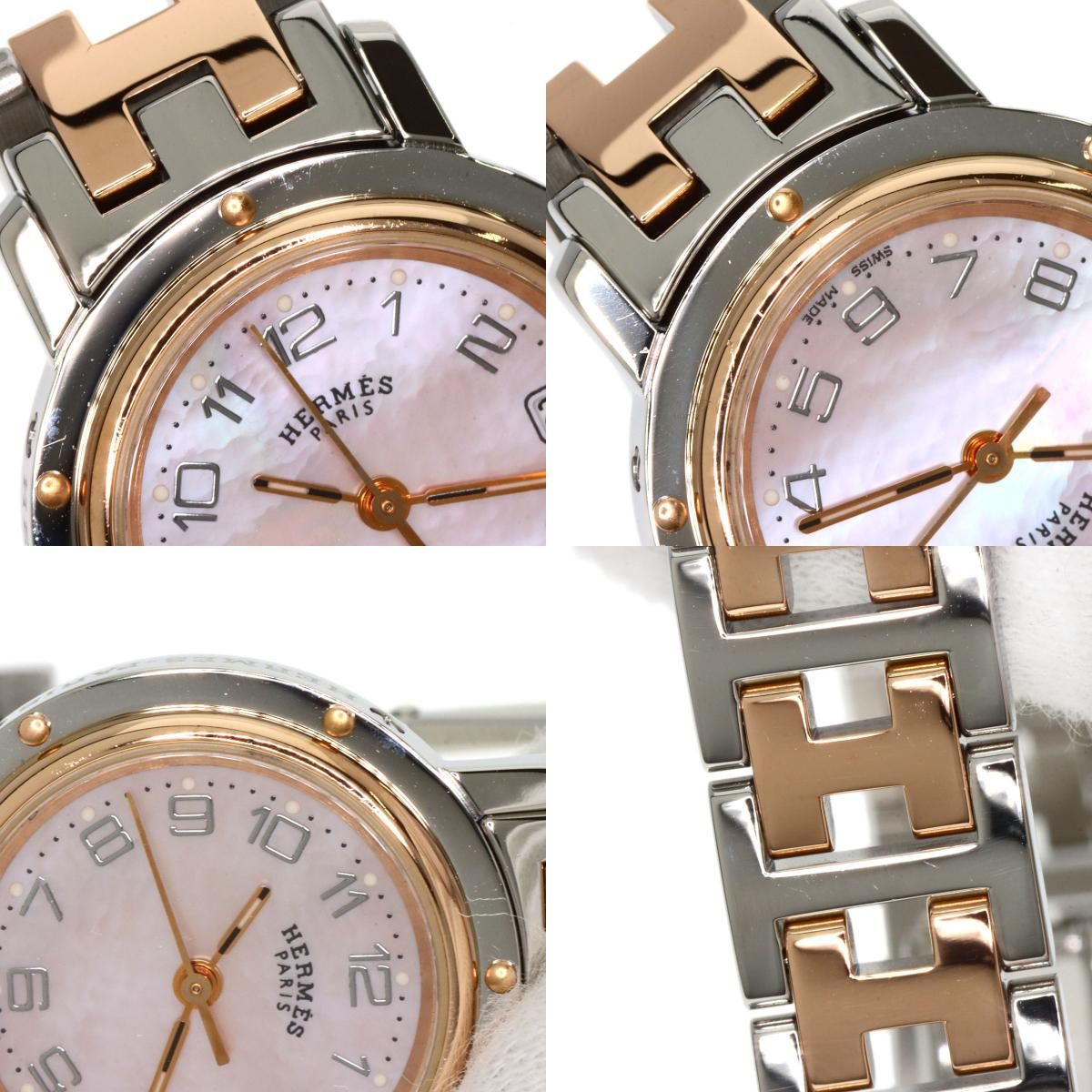 HERMES エルメス CL4.221 クリッパー ナクレ 新バックル 腕時計 SS