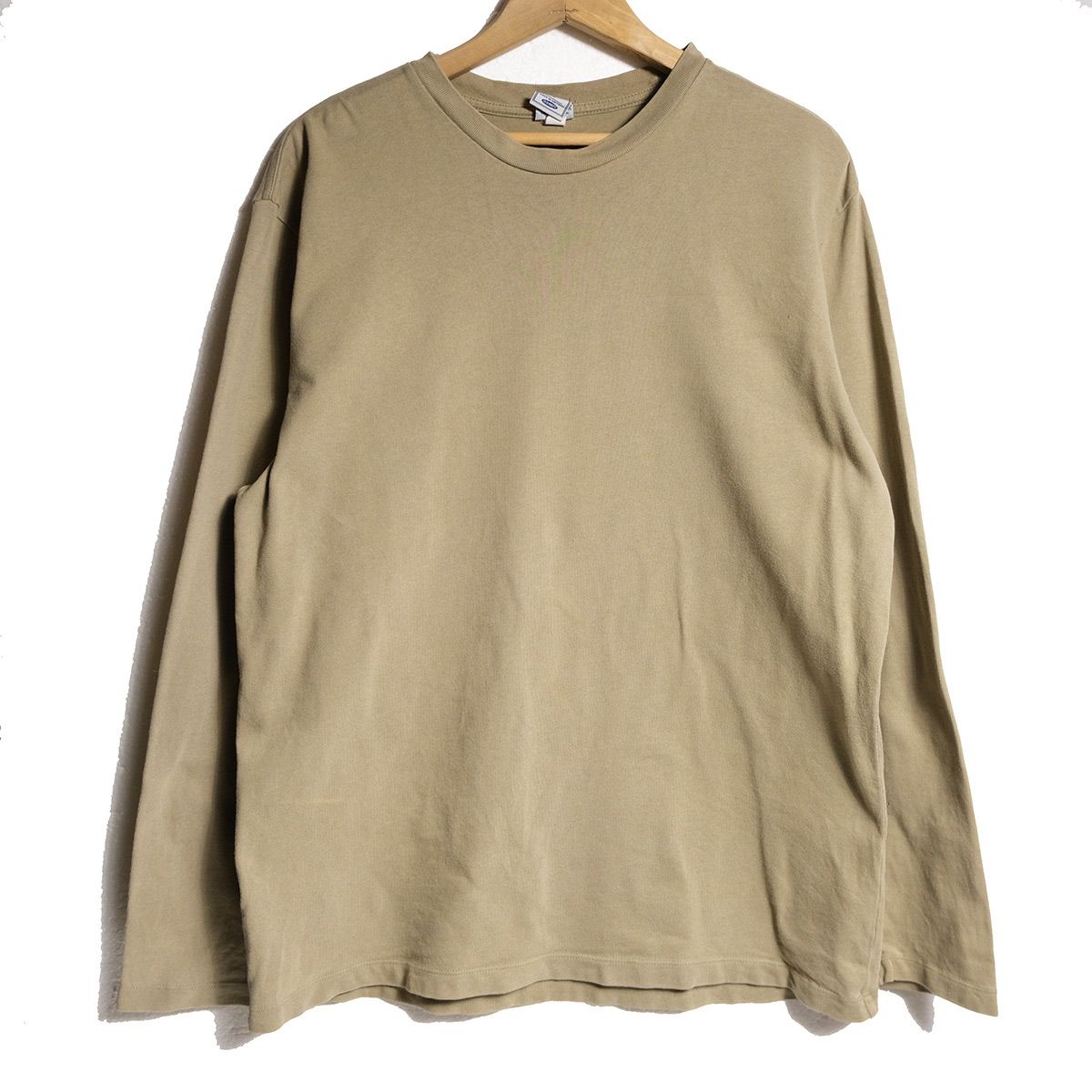 00's オールドネイビー ヘビーウェイト コットン Tシャツ 長袖 (L) ダークカーキ系 無地 ロンT 2004年製 旧タグ オールド ギャップ Y2K　アメリカ古着 USED  ビンテージ ヴィンテージ