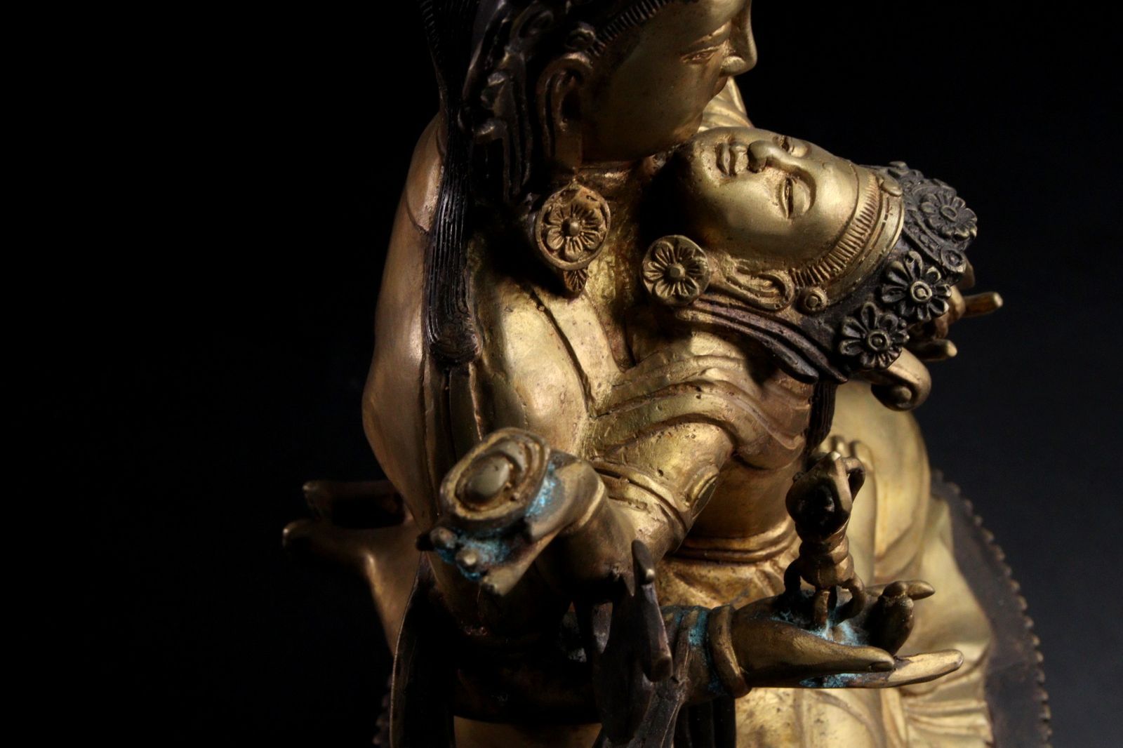 仏教美術 銅製 歓喜仏 37cm 6930g チベット仏教 仏像唐物骨董 楾