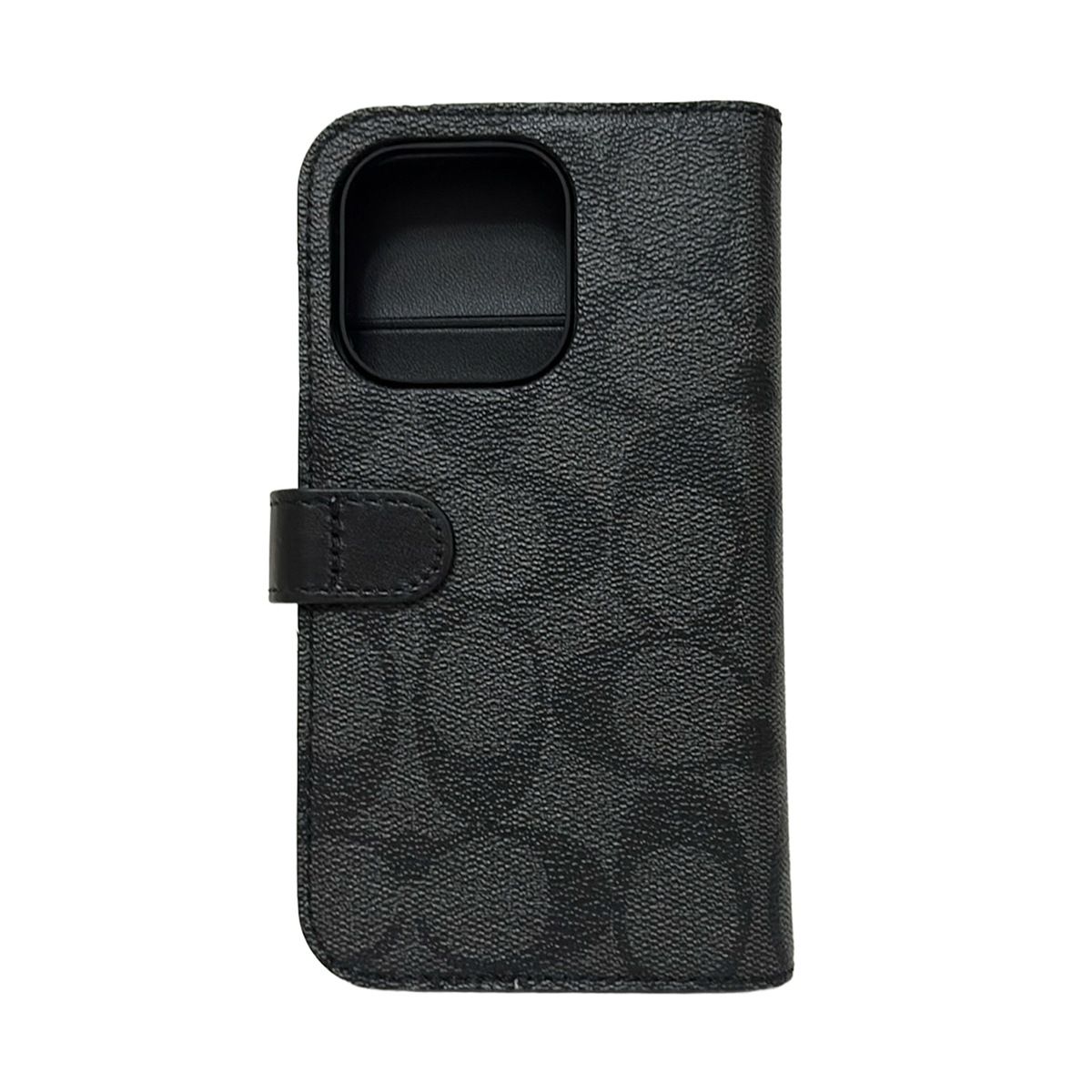 COACH(コーチ) 携帯電話ケース シグネチャー柄 黒×グレー iPhone