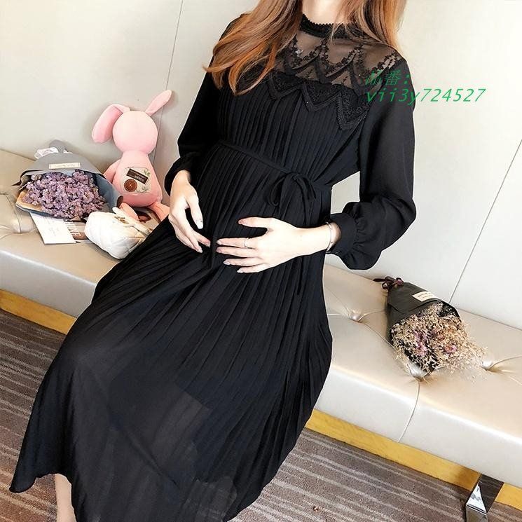 マタニティ マタニティウェア ワンピース 送料無料マタニティワンピース 授乳服 ロング 長袖 クルー Vネック スリット 秋 春 送料無料マタニティ 授乳 カットソー ワンピース（マタニティウェア・授乳服