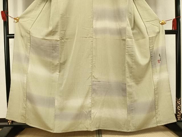 平和屋着物▽北大路魯山人　訪問着　単衣　縞　正絹　逸品　AAAV8390fy 平和屋着物▽北大路魯山人 訪問着 単衣 縞 正絹 逸品 AAAV8390fyの通販