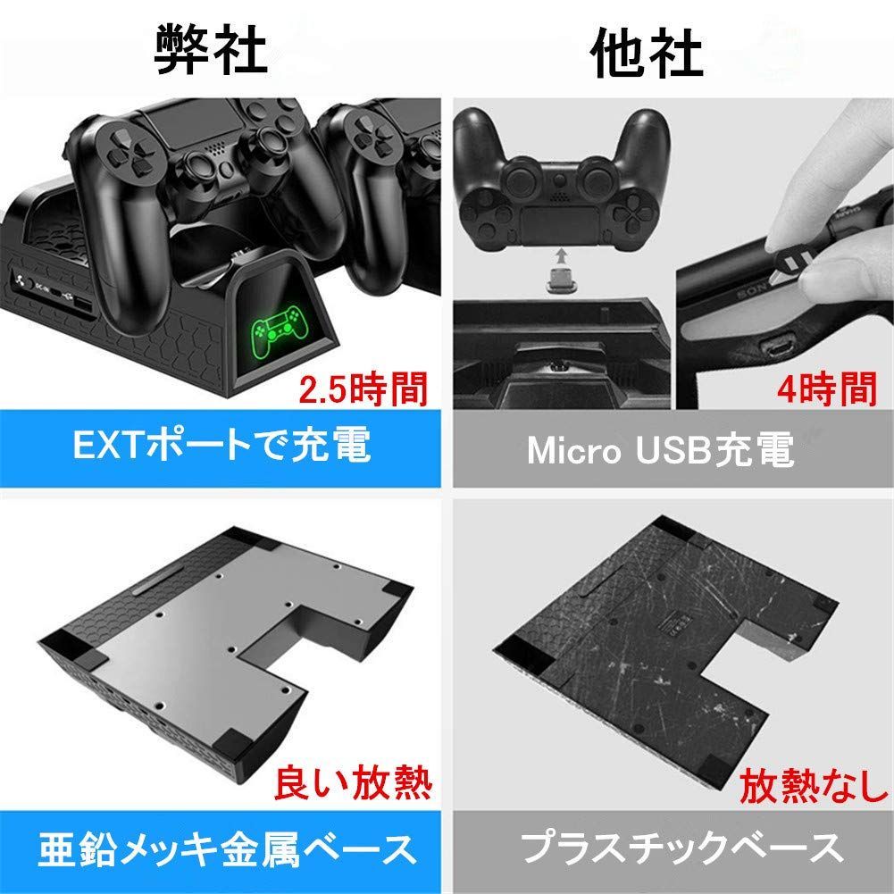 在庫処分】PS4 PRO 縦置き 本体冷却 2台PS4コントローラー充電 OIVO 