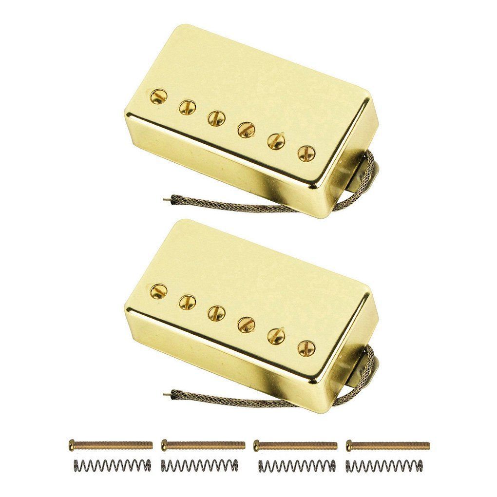 Size ネック ブリッジ ピックアップ_Color 黄金色 FLEOR Alnico5 ギターハムバッカーピックアップセット ゴールデンブリッジ＆ネックピックアップ LPスタイルギター対応パーツ