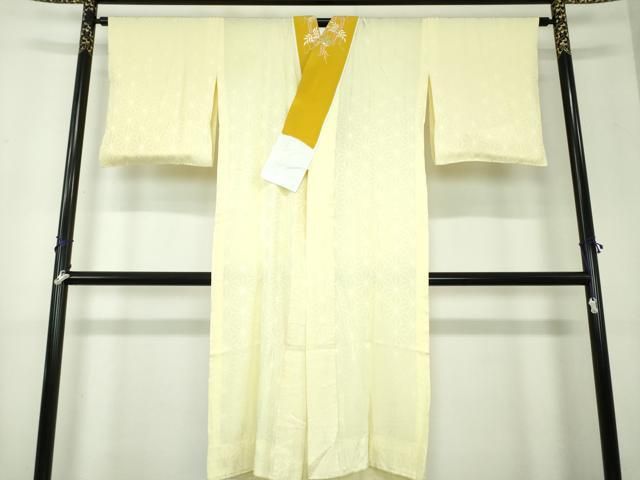 平和屋着物●上質な長襦袢 無双仕立て 半衿刺繍 麻の葉地紋 正絹 DAAX4318ps