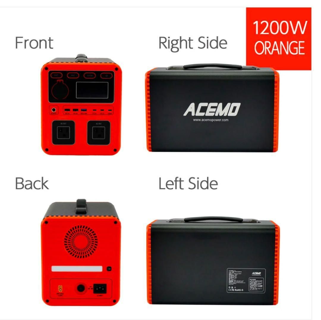 定番人気，低価 新品 VORGUT ACEMO 1200W ポータブル電源 P10黒 1200w