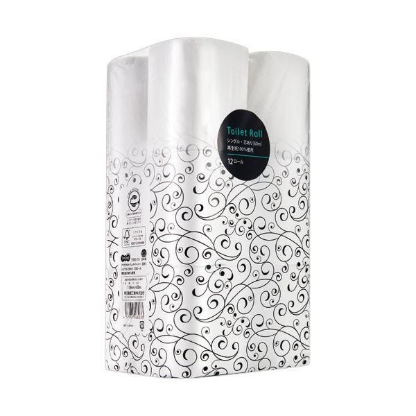 まとめ TANOSEEリサイクルトイレットペーパー シングル 芯あり 60m 1パック 12ロール 〔×10セット〕