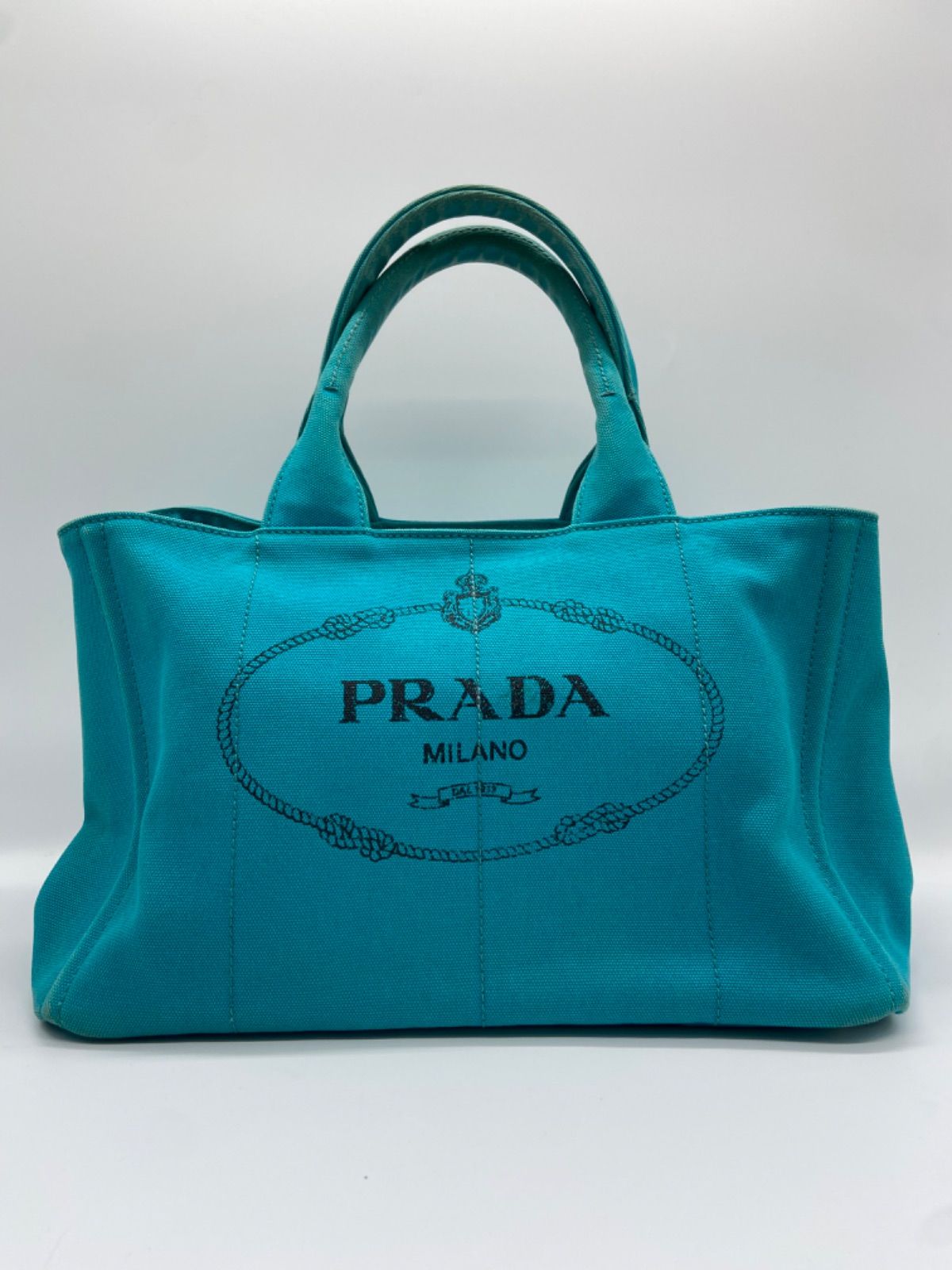 PRADA カナパ トートバッグ ターコイズブルー - メルカリ