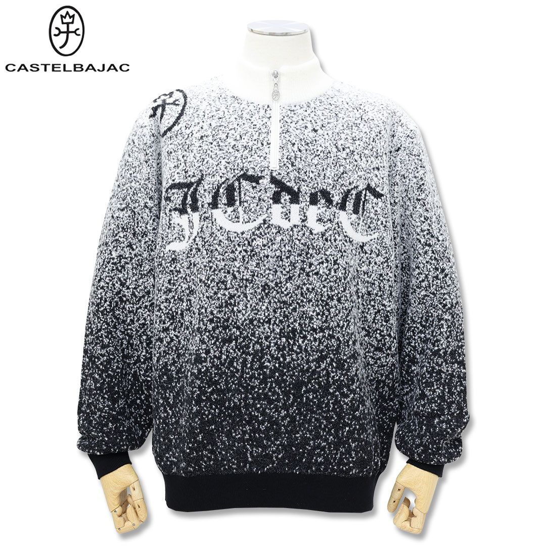 カステルバジャック ナイロンポリグラデーション ハーフジップ ニット 50 LLサイズ ホワイト 7215461119 セーター グラデーション castelbajac 秋冬 25AW