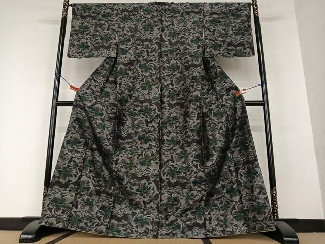 平和屋着物○本場結城紬 80亀甲 籬花文 正絹 逸品 未使用 CAAS0310th